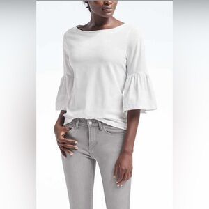 Banana Republic Bell Sleeve White Jersey Top
